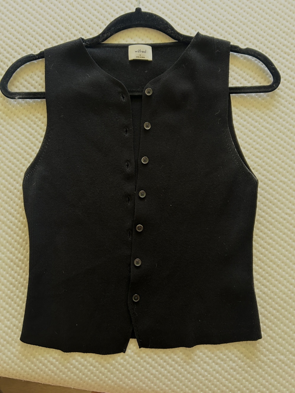 Wilfred Black Ribbed Button-Up Tank Top